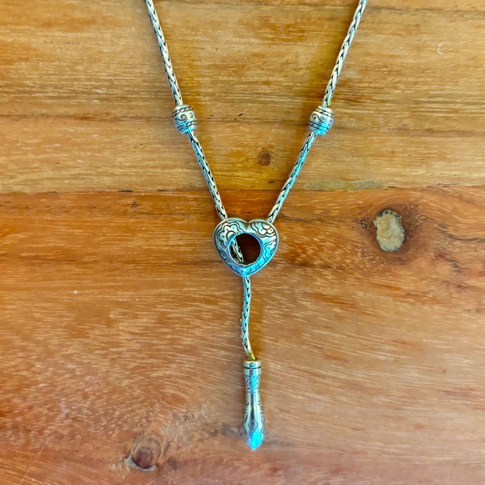 Brighton Heart Drop Lariat Silver Necklace